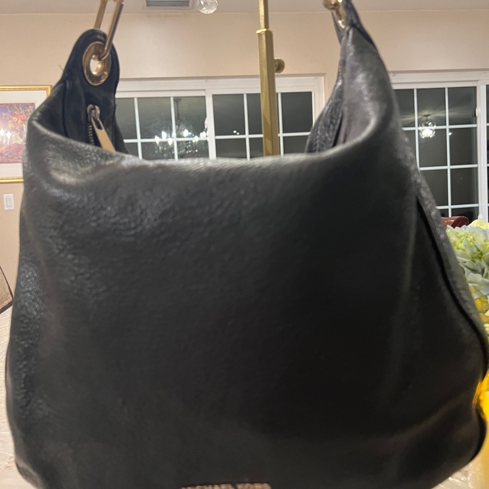 Michael Kors Black Leather Hobo Bag Gold Hardware Shoulder Bag - Picture 9 of 9
